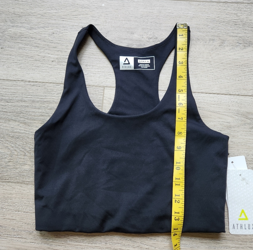 Athlux Black Longline Scoop Neck Sports Bra Womens Small 4-6 Activewear Athletic - Picture 9 of 10